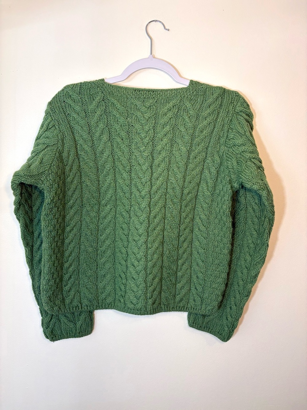 Vintage 80s/90s Carraig Donn Irish Merino Wool Cable Knit Cardigan Green EUC M - Picture 2 of 6
